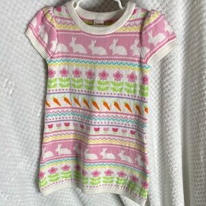Gymboree Pink and White Bunny Fairisle Sweater Dress